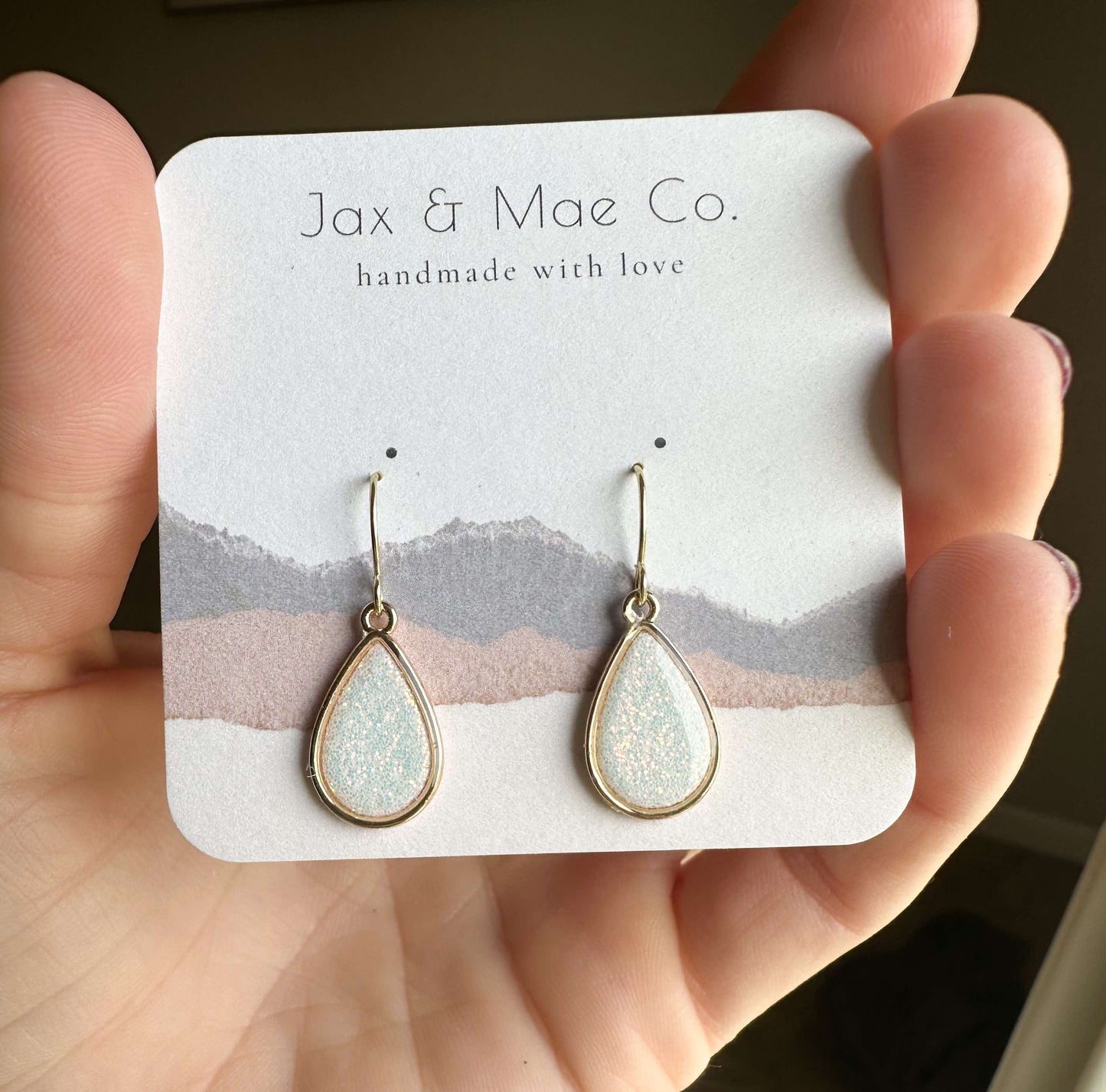 Teardrop Dangles - White Holographic