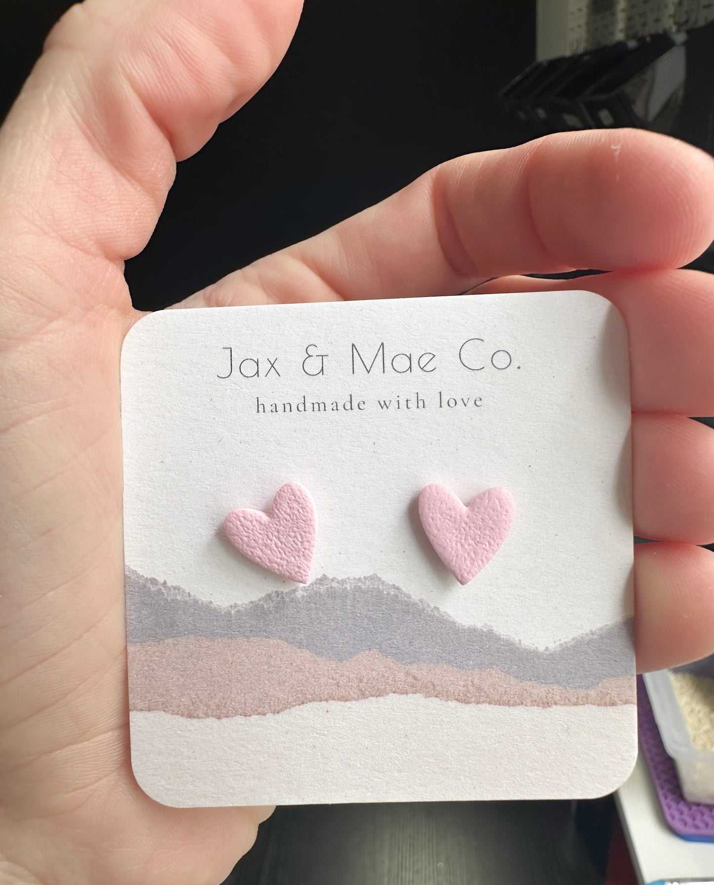 Mini Pink Heart Studs