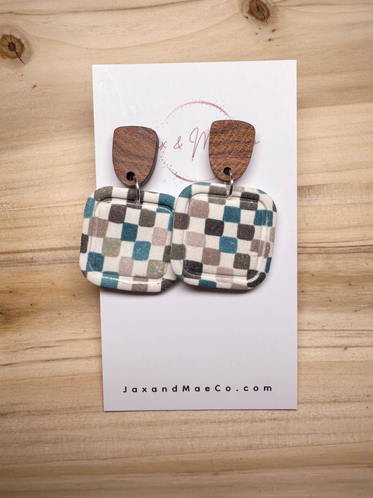 Plaid Square Dangles