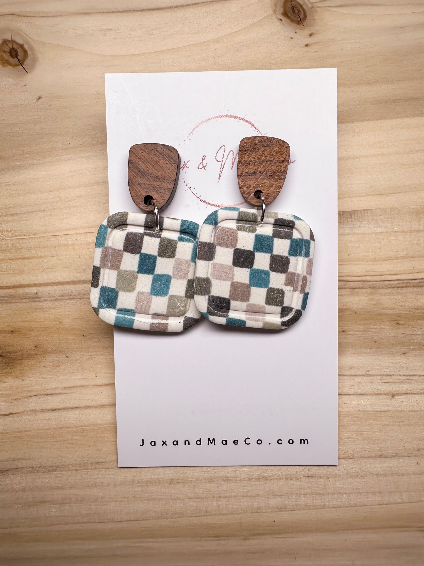 Plaid Square Dangles -2