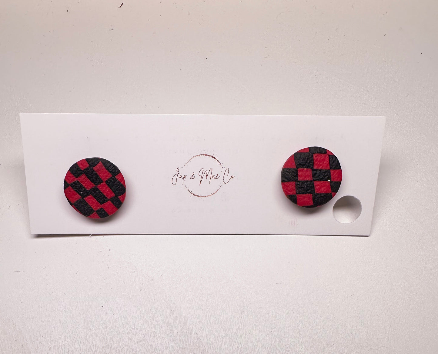 Red and Black Checkered Studs