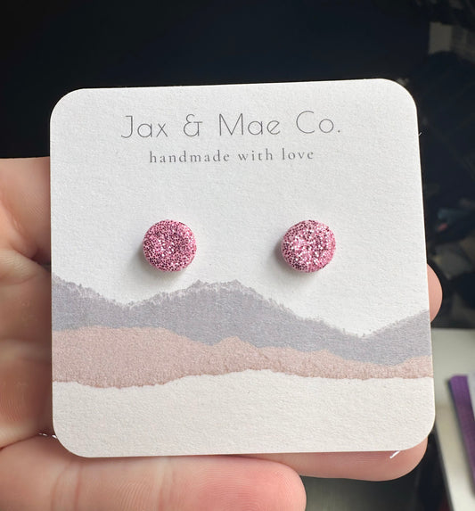 Mini Pink Glitter Studs