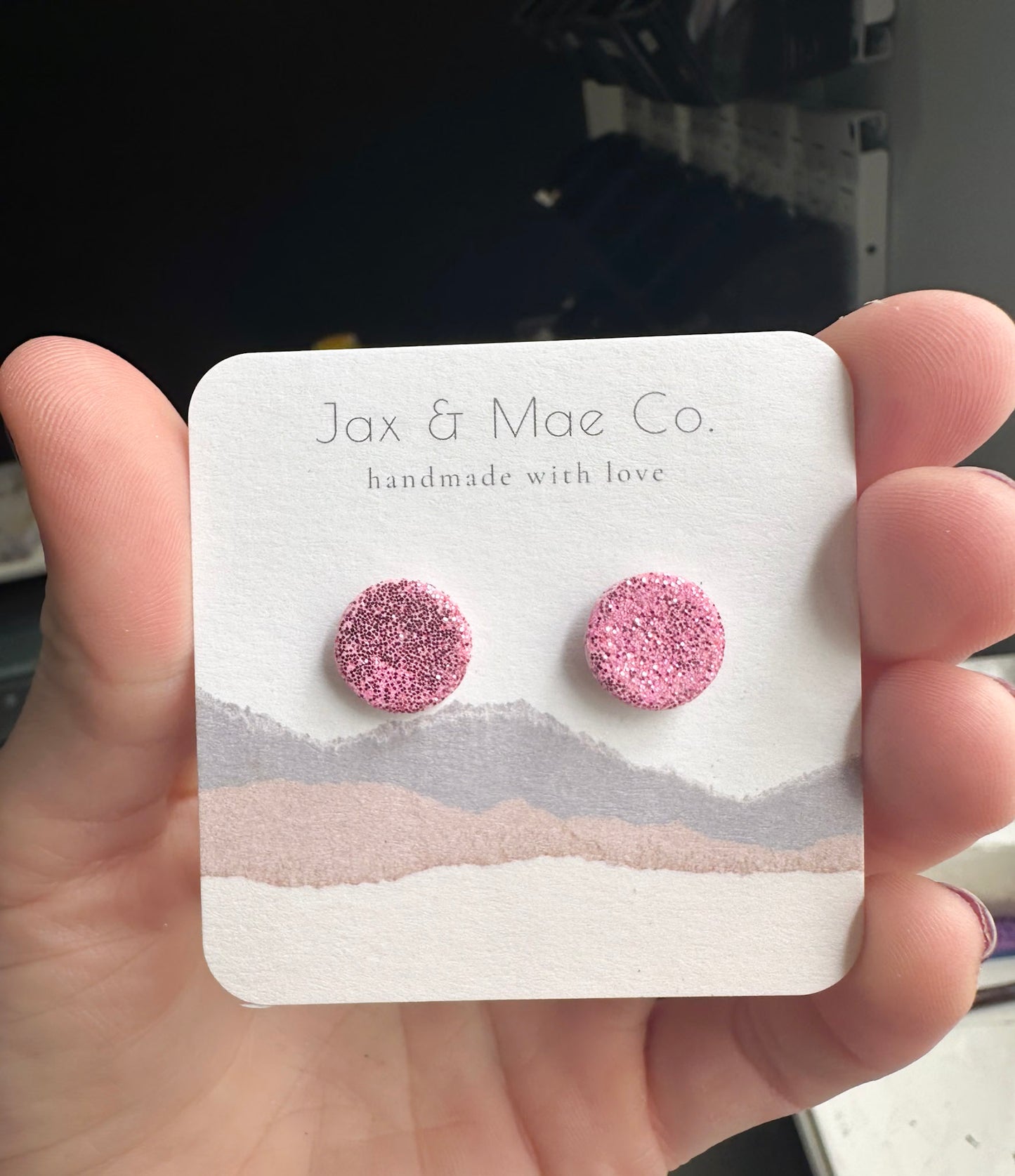 Pink Glitter Studs