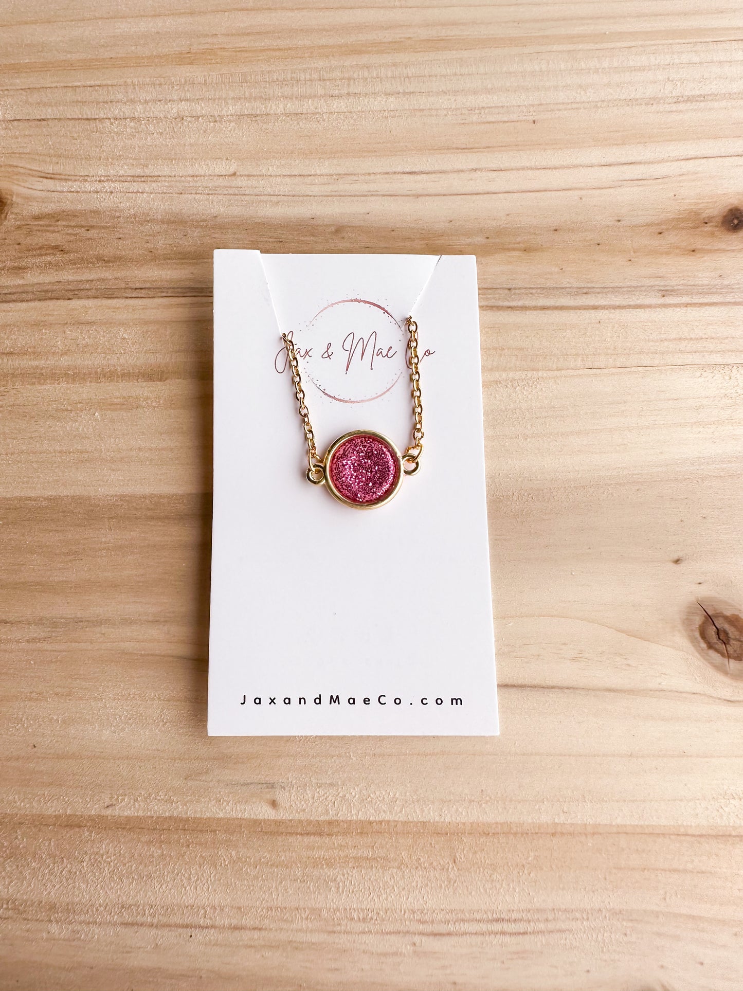 Circle necklace - fuchsia with gold hardware (16in)