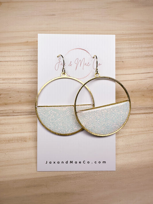 White Holographic Half Hoops