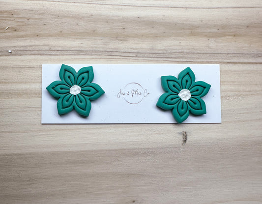 Jade Flower Studs