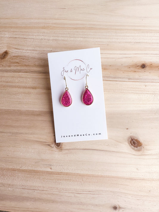 Tear drop earrings - fuchsia