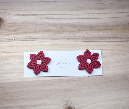 Red Flower Studs