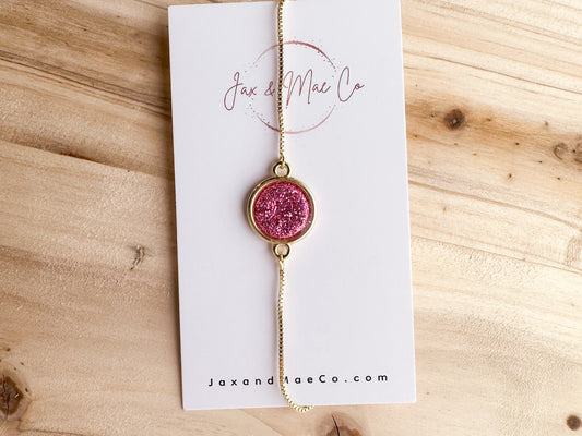 Round bracelet - fuchsia with gold hardware