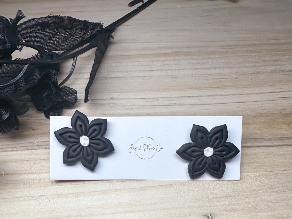 Black Flower Studs