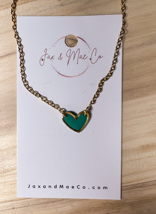 Jade w gold heart necklace - 16in