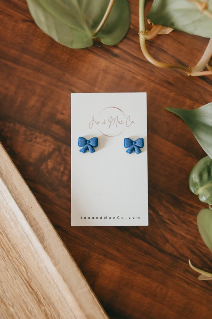 Cheer bow studs - blue