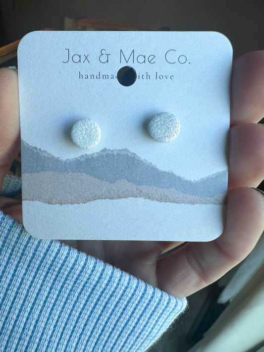 White glitter mini studs