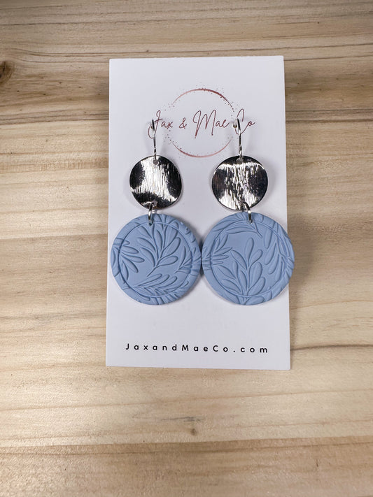 Sky Blue Embossed Round Dangles