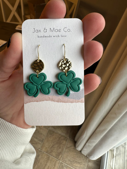 Clover dangles with heart imprint