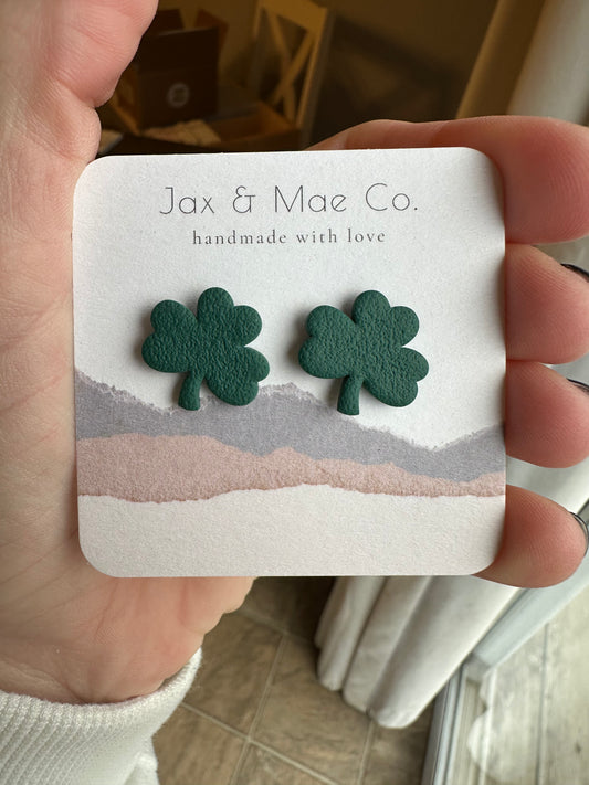 Shamrock studs - dark green