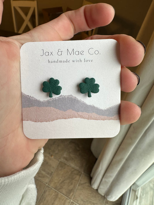 Mini Shamrock studs - dark green