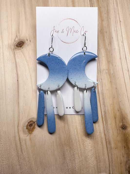 Ombre blue dangle moons