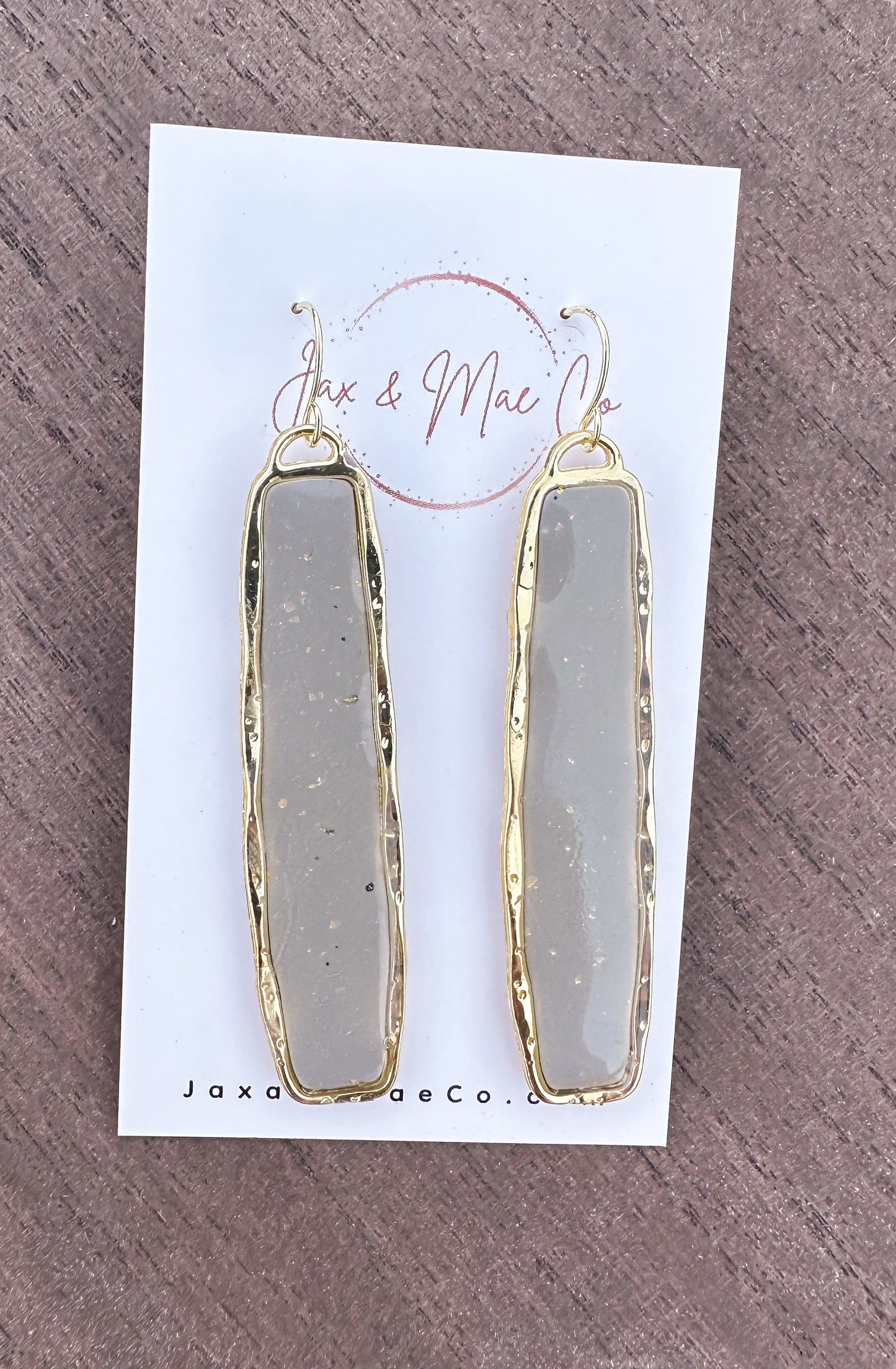 Grey with Gold Foil Speck Dangles