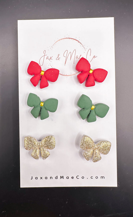 Christmas Bow Stud Pack