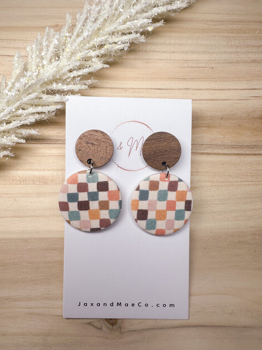 plaid round dangles