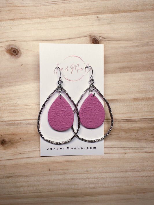 Dark Mauve Teardrop Dangles - silver hardware